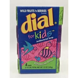 Vintage Dial For Kids Soap Wild Fruits N Berries 4 Bars (3oz Each)